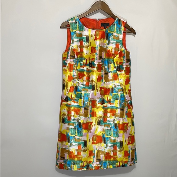 NWOT Tahari ASL Abstract Print Dress Sheath Dress Sz 2 - Picture 2 of 11
